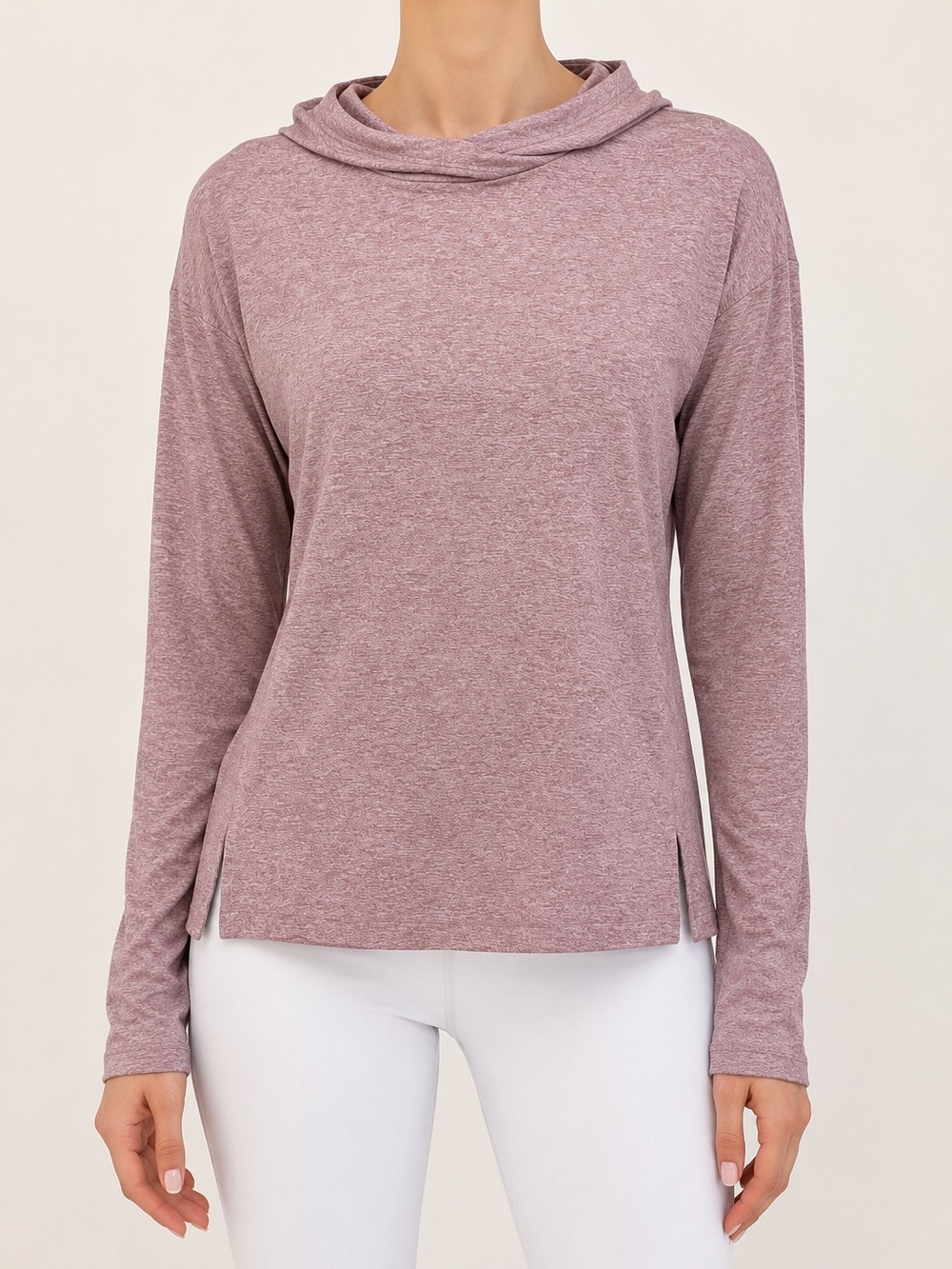 Athleta Uptempo II Hoodie Sweatshirt Sz XS Heathered Mauve EUC